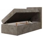 Łóżko kontynentalne TILIANO 90x200 - H3 - jasnobrązowy, sztruks - strona prawa - topper Visco