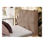 Łóżko kontynentalne TILIANO 90x200 - H3 - brązowy, sztruks - strona prawa - topper Visco