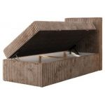 Łóżko kontynentalne TILIANO 90x200 - H3 - brązowy, sztruks - strona prawa - topper Visco