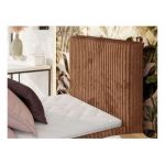 Łóżko kontynentalne TILIANO 90x200 - H3 - pomarańczowy, sztruks - strona prawa - topper Visco