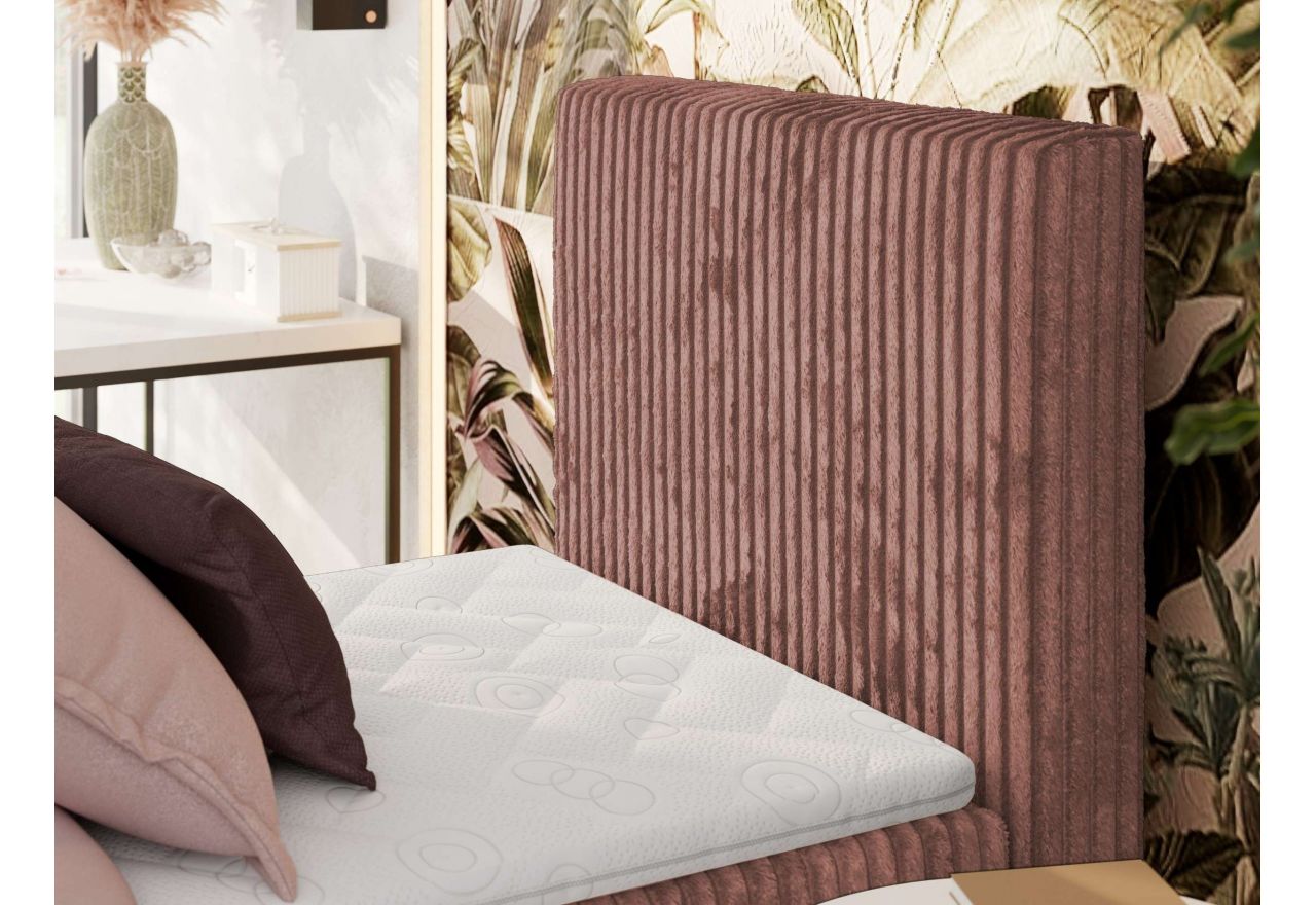 Łóżko kontynentalne TILIANO 90x200 - H3 - różowy, sztruks - strona prawa - topper Visco