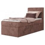 Łóżko kontynentalne TILIANO 90x200 - H3 - różowy, sztruks - strona prawa - topper Visco