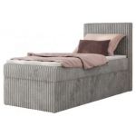 Łóżko kontynentalne TILIANO 90x200 - H3 - jasnoszary, sztruks - strona prawa - topper Visco