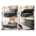 Łóżko kontynentalne TILIANO 90x200 - H3 - ciemnoszary, sztruks - strona prawa - topper Visco