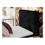 Łóżko kontynentalne TILIANO 90x200 - H3 - czarny, sztruks - strona prawa - topper Visco