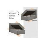 Łóżko kontynentalne TILIANO 90x200 - H3 - czarny, sztruks - strona prawa - topper Visco