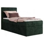 Łóżko kontynentalne TILIANO 90x200 - H4 - ciemnozielony, sztruks - strona lewa - topper Visco