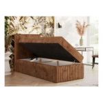 Łóżko kontynentalne TILIANO 90x200 - H4 - pomarańczowy, sztruks - strona lewa - topper Visco