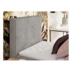 Łóżko kontynentalne TILIANO 90x200 - H4 - jasnoszary, sztruks - strona lewa - topper Visco