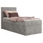 Łóżko kontynentalne TILIANO 90x200 - H4 - jasnoszary, sztruks - strona lewa - topper Visco