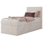 Łóżko kontynentalne TILIANO 90x200 - H4 - beżowy, sztruks - strona prawa - topper Visco