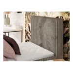 Łóżko kontynentalne TILIANO 90x200 - H4 - jasnobrązowy, sztruks - strona prawa - topper Visco