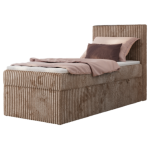 Łóżko kontynentalne TILIANO 90x200 - H4 - brązowy, sztruks - strona prawa - topper Visco