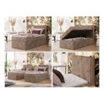 Łóżko kontynentalne TILIANO 90x200 - H4 - brązowy, sztruks - strona prawa - topper Visco