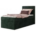 Łóżko kontynentalne TILIANO 90x200 - H4 - ciemnozielony, sztruks - strona prawa - topper Visco