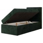 Łóżko kontynentalne TILIANO 90x200 - H4 - ciemnozielony, sztruks - strona prawa - topper Visco