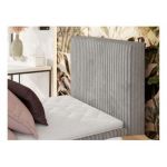 Łóżko kontynentalne TILIANO 90x200 - H4 - jasnoszary, sztruks - strona prawa - topper Visco