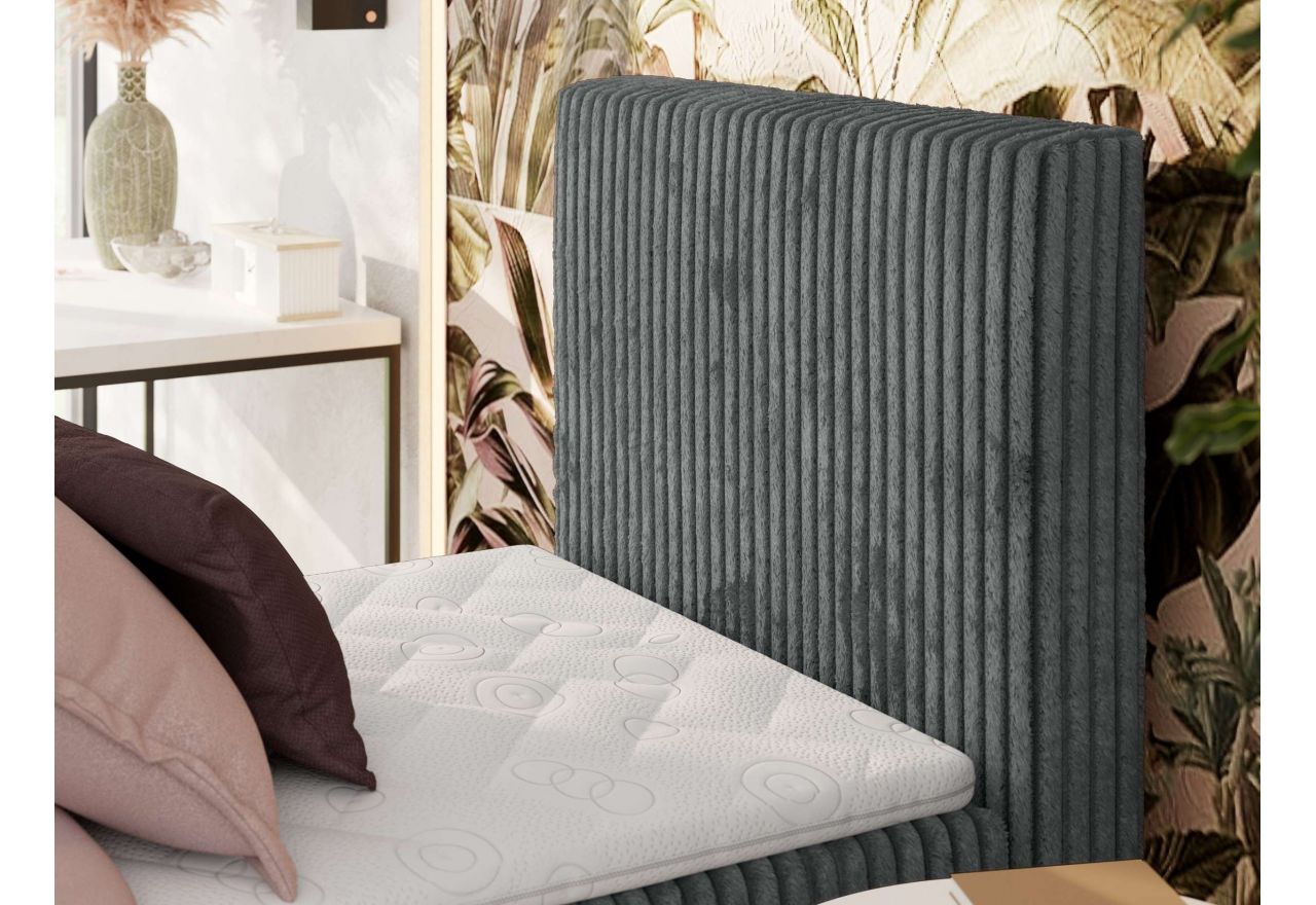 Łóżko kontynentalne TILIANO 90x200 - H4 - ciemnoszary, sztruks - strona prawa - topper Visco
