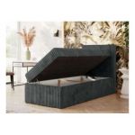 Łóżko kontynentalne TILIANO 90x200 - H4 - ciemnoszary, sztruks - strona prawa - topper Visco