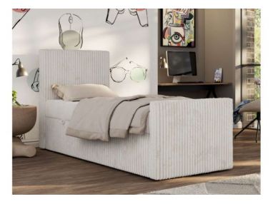 Łóżko kontynentalne TILIO DUO 90x200 - H3 - beżowy, sztruks - strona lewa