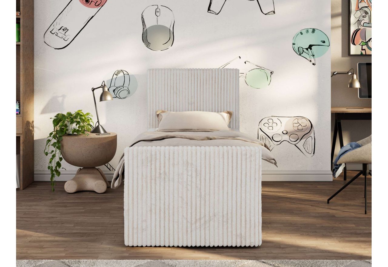 Łóżko kontynentalne TILIO DUO 90x200 - H3 - beżowy, sztruks - strona lewa