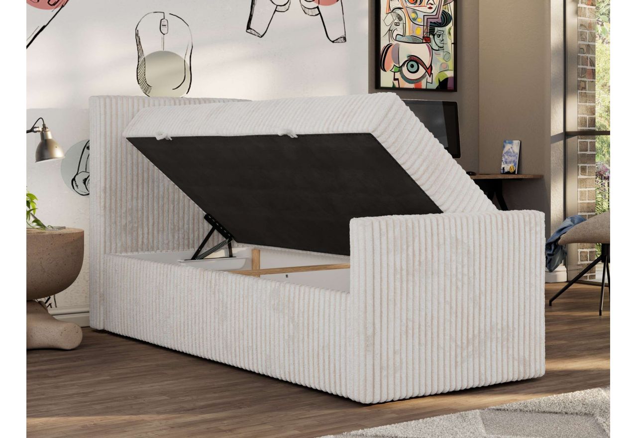 Łóżko kontynentalne TILIO DUO 90x200 - H3 - beżowy, sztruks - strona lewa