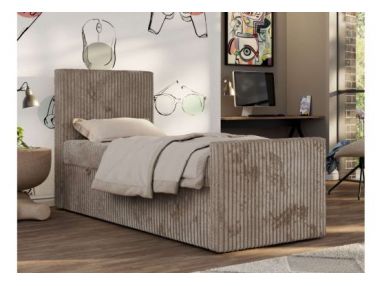 Łóżko kontynentalne TILIO DUO 90x200 - H3 - jasnobrązowy, sztruks - strona lewa