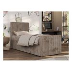 Łóżko kontynentalne TILIO DUO 90x200 - H3 - jasnobrązowy, sztruks - strona lewa