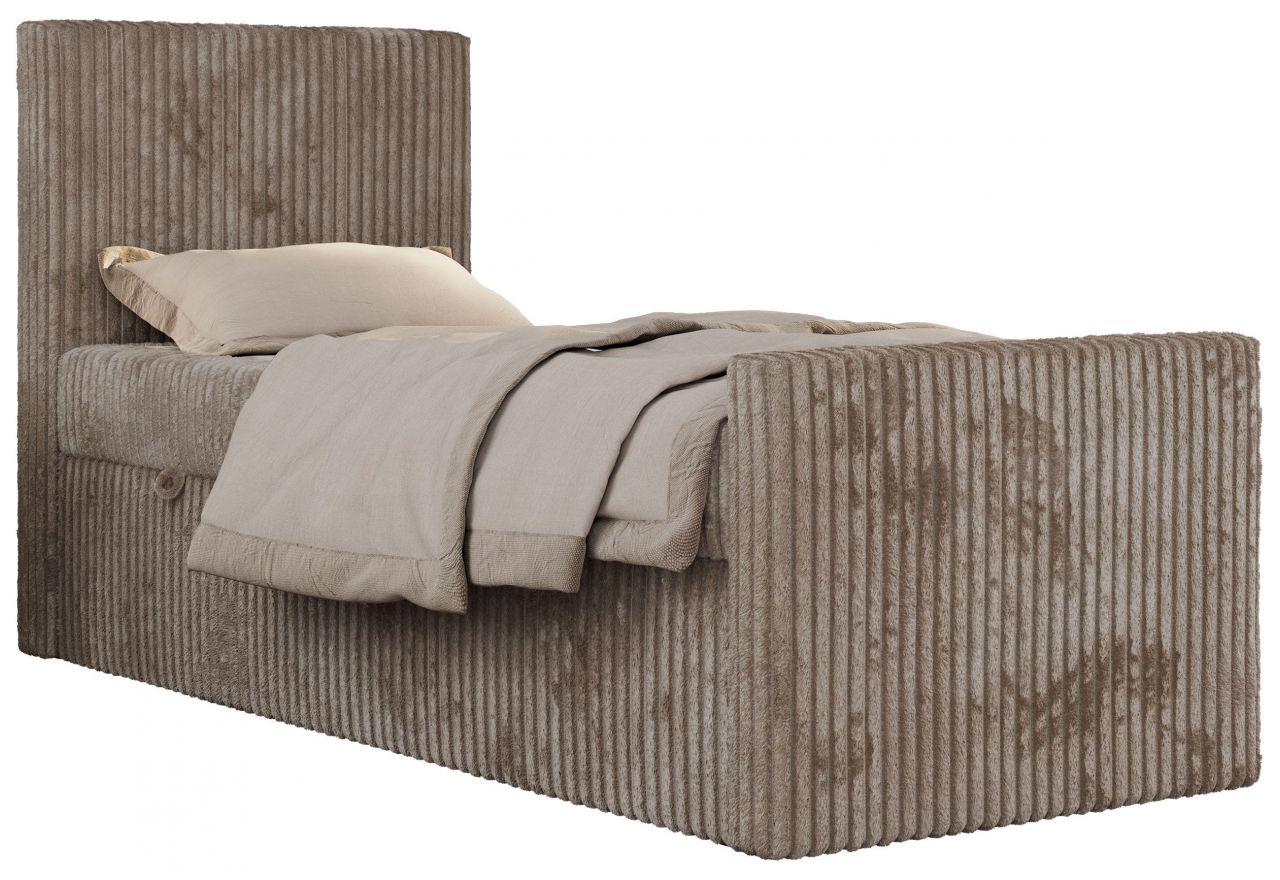 Łóżko kontynentalne TILIO DUO 90x200 - H3 - jasnobrązowy, sztruks - strona lewa