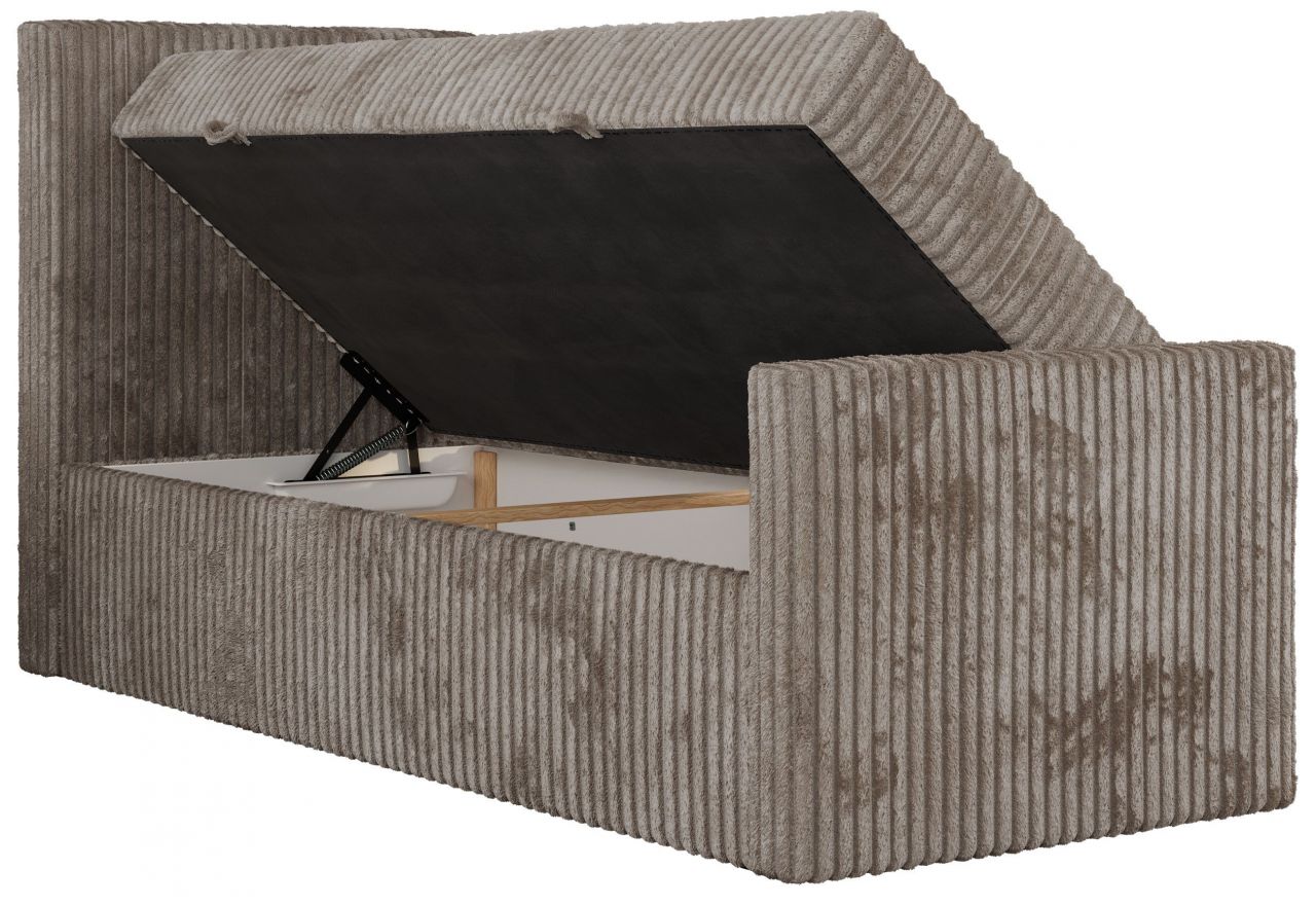 Łóżko kontynentalne TILIO DUO 90x200 - H3 - jasnobrązowy, sztruks - strona lewa