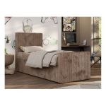 Łóżko kontynentalne TILIO DUO 90x200 - H3 - brązowy, sztruks - strona lewa