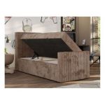 Łóżko kontynentalne TILIO DUO 90x200 - H3 - brązowy, sztruks - strona lewa