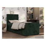 Łóżko kontynentalne TILIO DUO 90x200 - H3 - ciemnozielony, sztruks - strona lewa