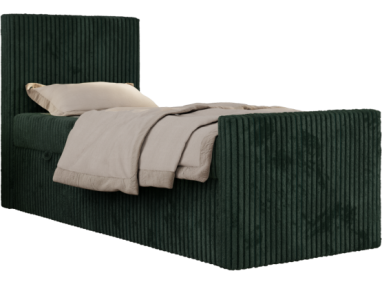 Łóżko kontynentalne TILIO DUO 90x200 - H3 - ciemnozielony, sztruks - strona lewa