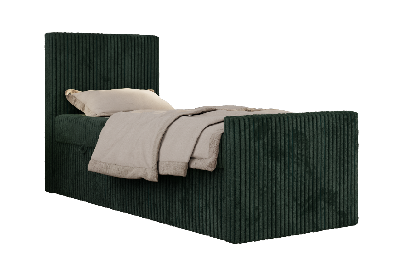 Łóżko kontynentalne TILIO DUO 90x200 - H3 - ciemnozielony, sztruks - strona lewa