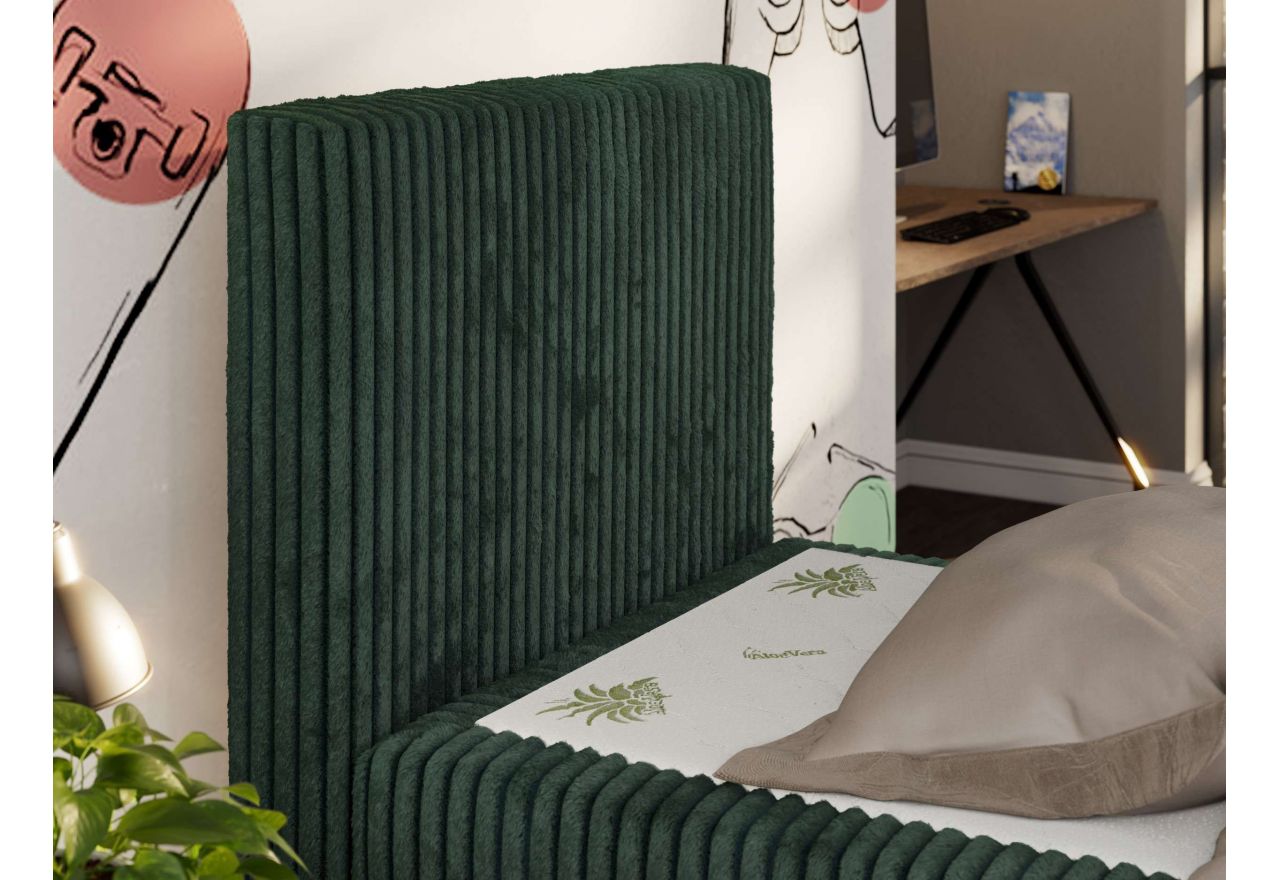 Łóżko kontynentalne TILIO DUO 90x200 - H3 - ciemnozielony, sztruks - strona lewa