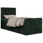 Łóżko kontynentalne TILIO DUO 90x200 - H3 - ciemnozielony, sztruks - strona lewa