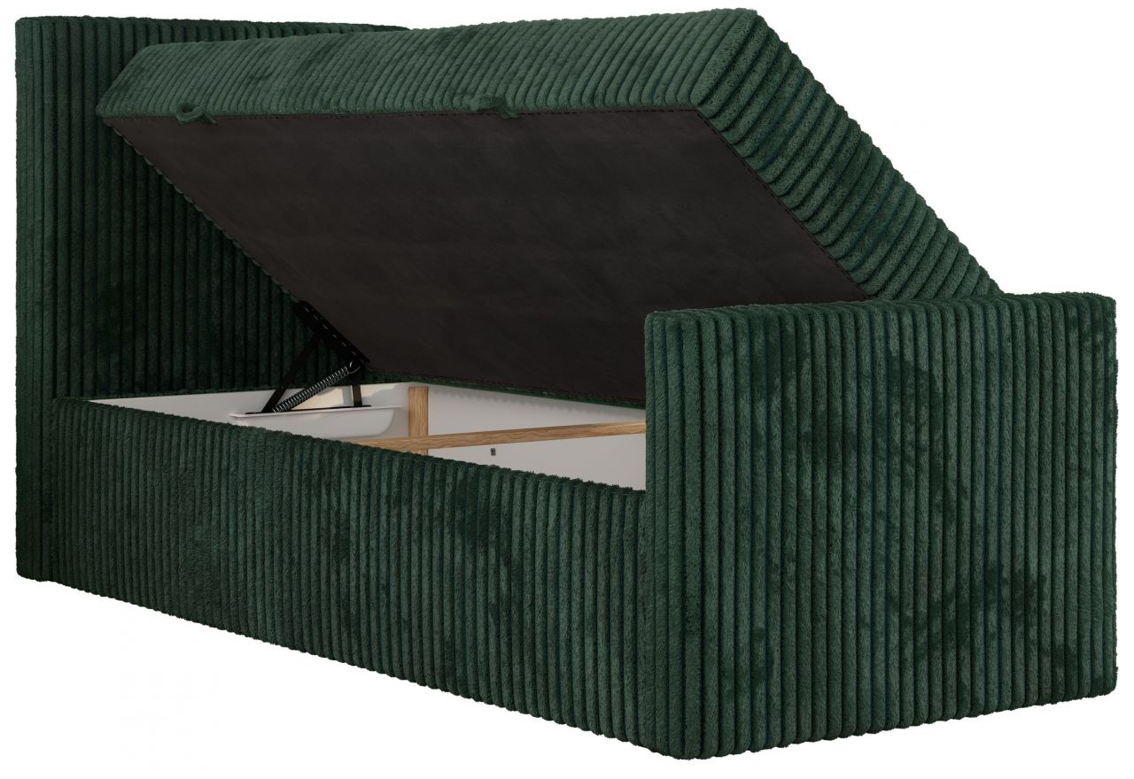 Łóżko kontynentalne TILIO DUO 90x200 - H3 - ciemnozielony, sztruks - strona lewa