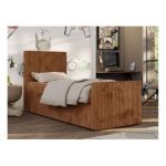 Łóżko kontynentalne TILIO DUO 90x200 - H3 - pomarańczowy, sztruks - strona lewa