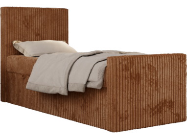 Łóżko kontynentalne TILIO DUO 90x200 - H3 - pomarańczowy, sztruks - strona lewa