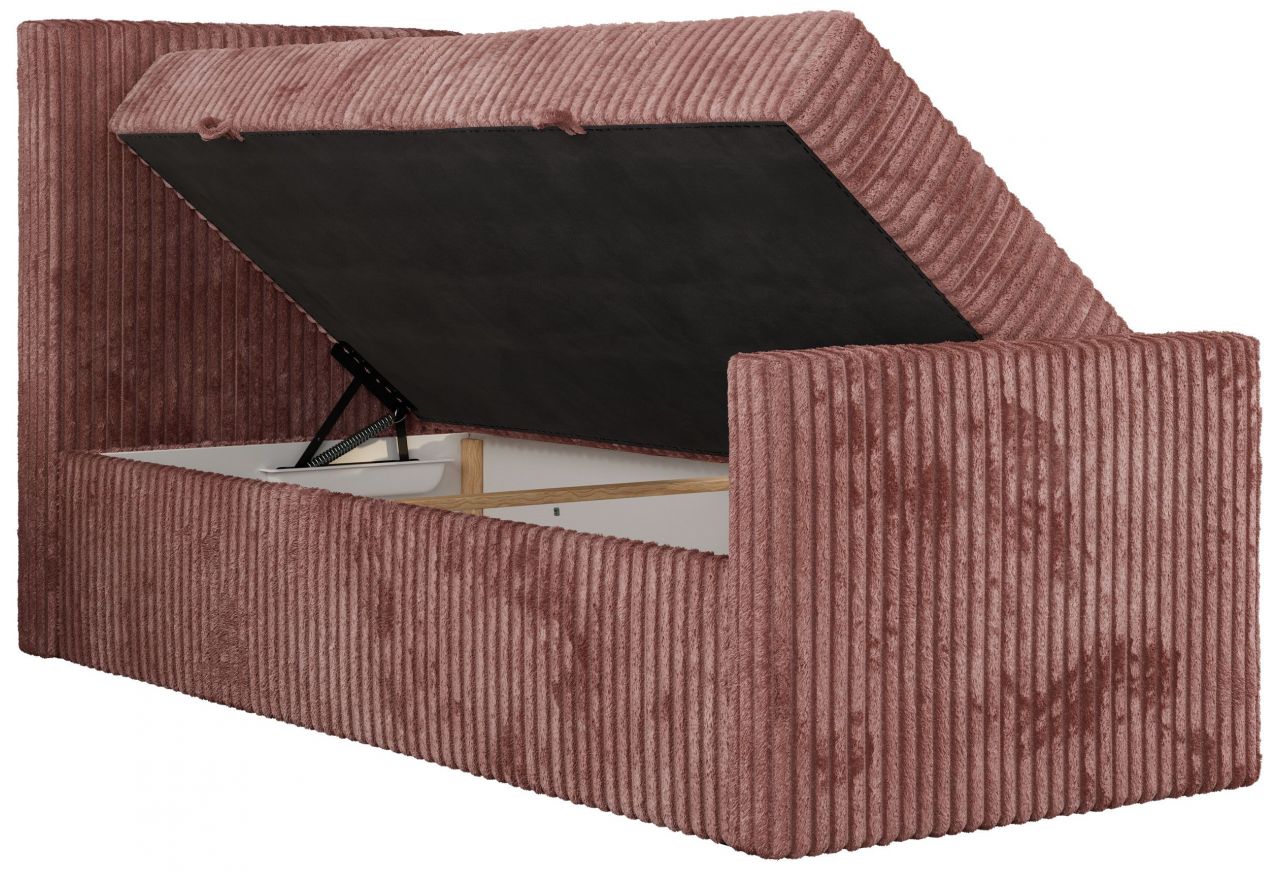 Łóżko kontynentalne TILIO DUO 90x200 - H3 - różowy, sztruks - strona lewa