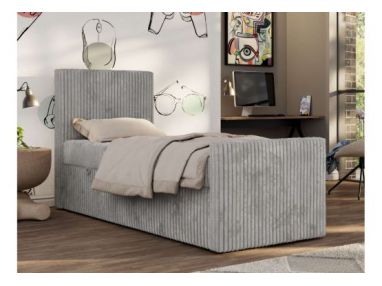 Łóżko kontynentalne TILIO DUO 90x200 - H3 - jasnoszary, sztruks - strona lewa