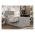 Łóżko kontynentalne TILIO DUO 90x200 - H3 - jasnoszary, sztruks - strona lewa