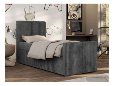 Łóżko kontynentalne TILIO DUO 90x200 - H3 - ciemnoszary, sztruks - strona lewa