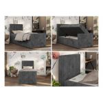 Łóżko kontynentalne TILIO DUO 90x200 - H3 - ciemnoszary, sztruks - strona lewa