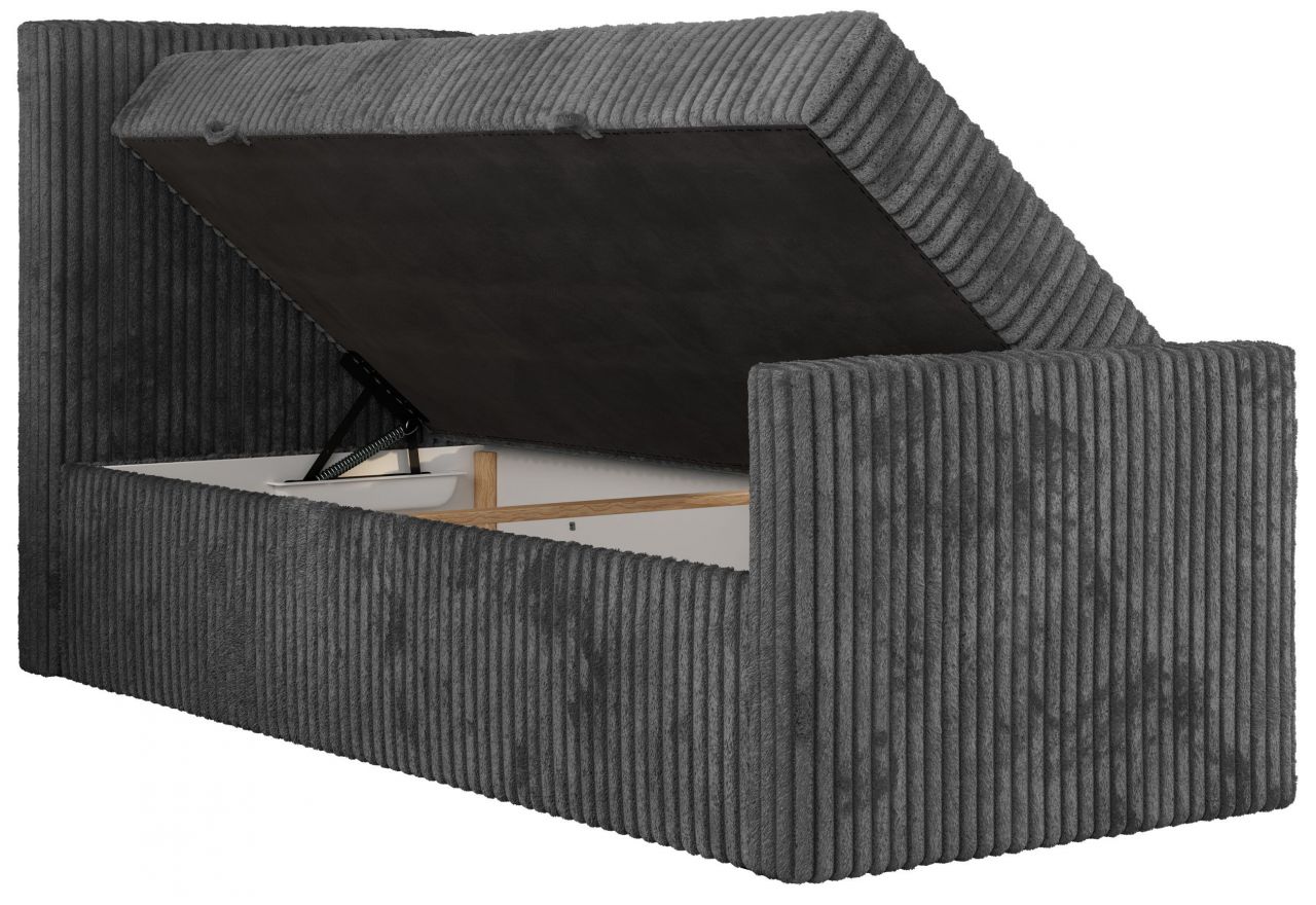 Łóżko kontynentalne TILIO DUO 90x200 - H3 - ciemnoszary, sztruks - strona lewa