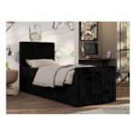 Łóżko kontynentalne TILIO DUO 90x200 - H3 - czarny, sztruks - strona lewa