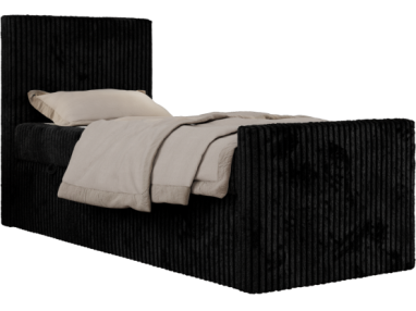 Łóżko kontynentalne TILIO DUO 90x200 - H3 - czarny, sztruks - strona lewa