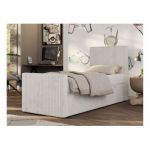 Łóżko kontynentalne TILIO DUO 90x200 - H3 - beżowy, sztruks - strona prawa