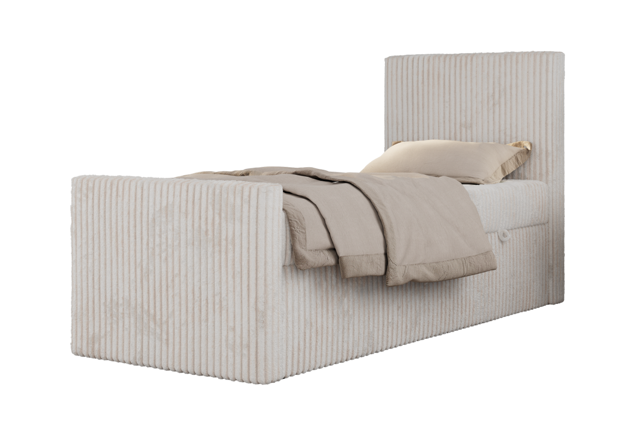 Łóżko kontynentalne TILIO DUO 90x200 - H3 - beżowy, sztruks - strona prawa